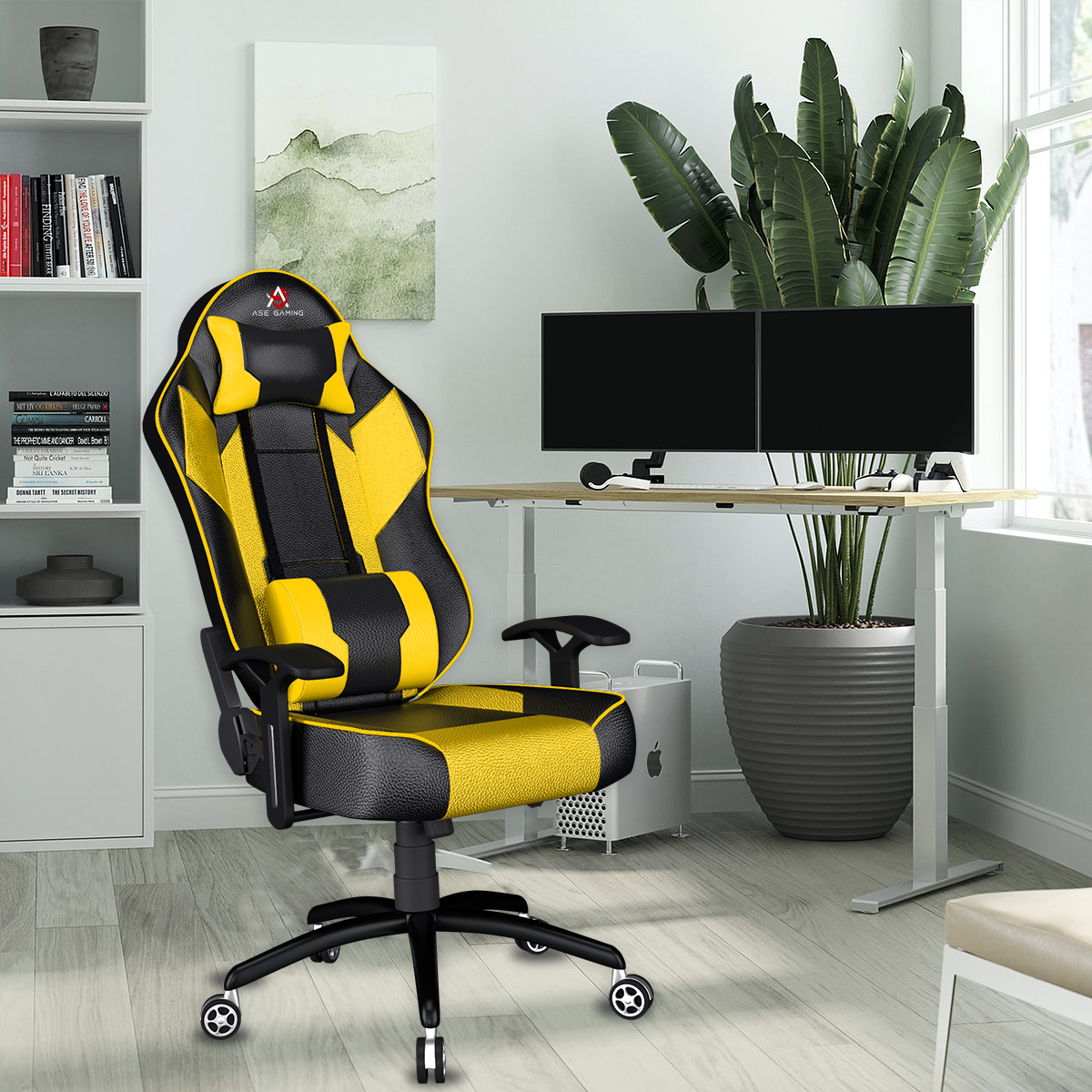 ASE Gaming Modern Series Gaming Chair With Metal Base(Yellow & Black)