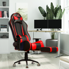 ASE Gaming Gold Series Gaming Chair With Footrest(Red & Black)