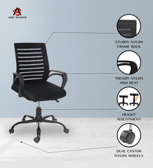 ASE Gaming Enigma Series Office Mesh Chair With Metal Base(Black)