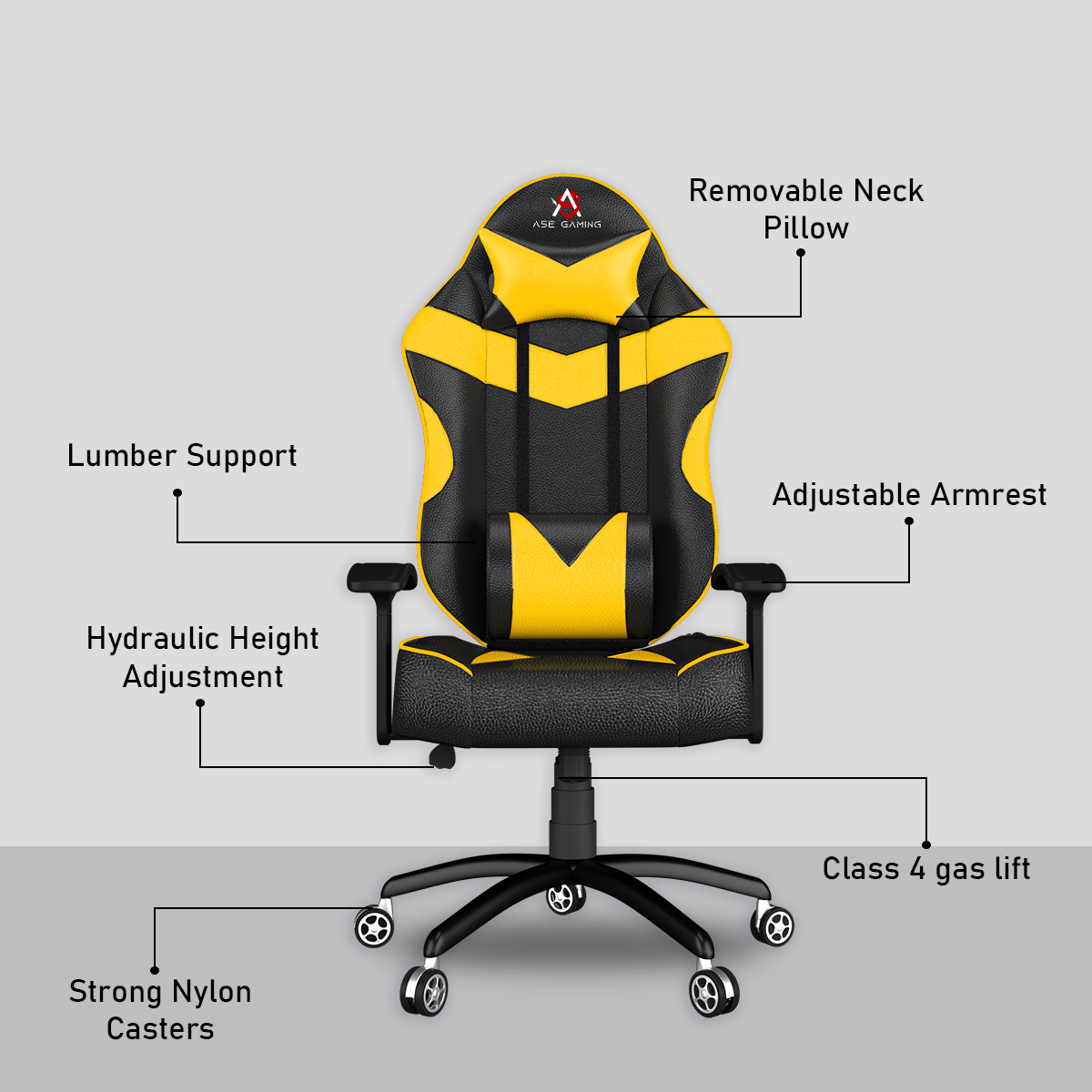 ASE Gaming Infinity Series Gaming Chair With Metal Base(Yellow & Black)