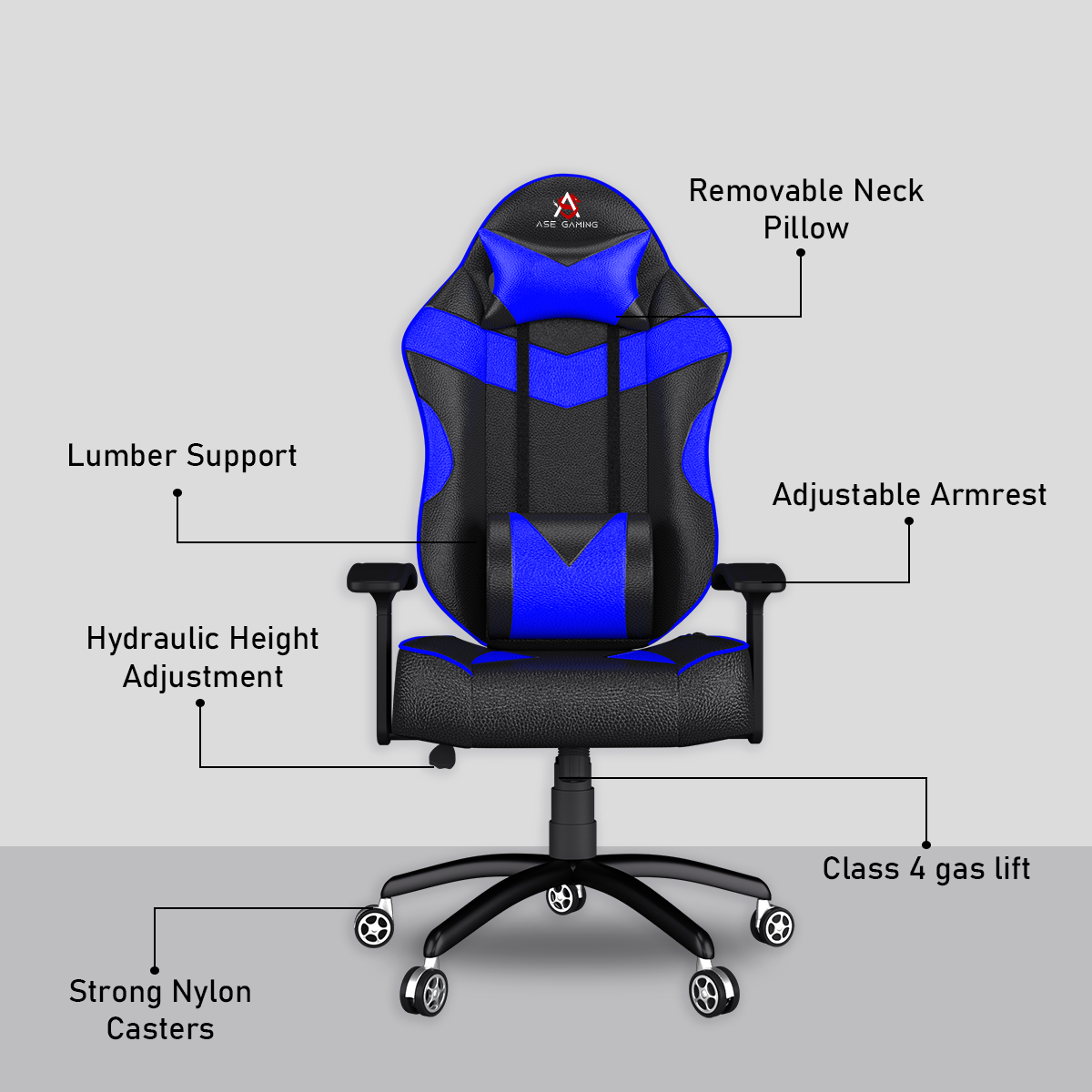 ASE Gaming Infinity Series Gaming Chair With Metal Base(Blue & Black)