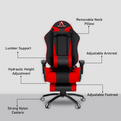 ASE Gaming Gold Series Gaming Chair With Footrest(Red & Black)