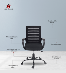 ASE Gaming Enigma Series Office Mesh Chair With Metal Base(Gray)