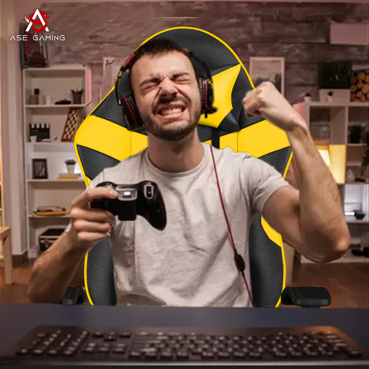 ASE Gaming Infinity Series Gaming Chair With Metal Base(Yellow & Black)