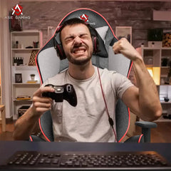 ASE Gaming Gold Series Gaming Chair With Footrest(Grey & Black) ASE GAMING