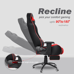 ASE Gaming Gold Series Gaming Chair With Footrest(Red & Black) ASE GAMING