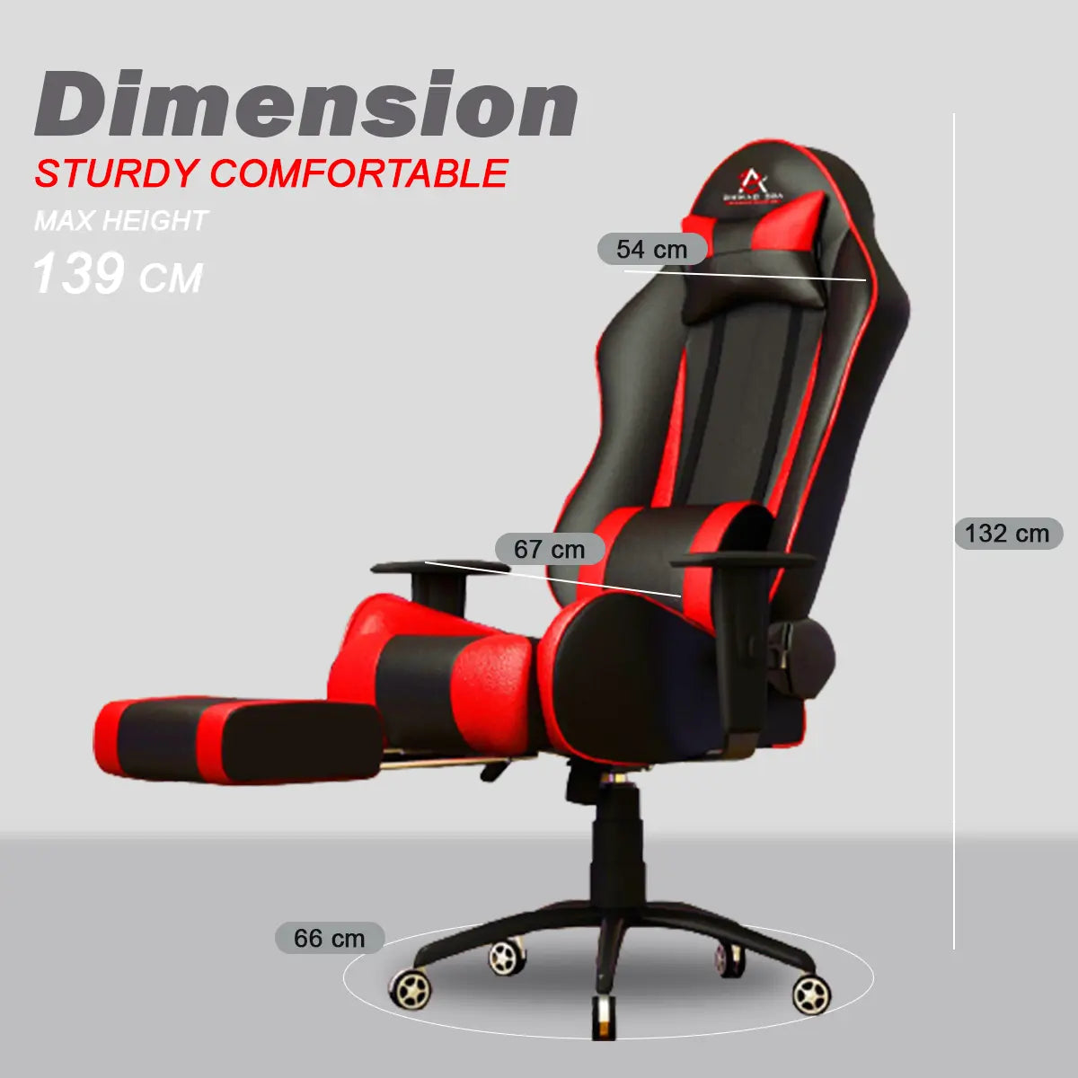 ASE Gaming Gold Series Gaming Chair With Footrest(Red & Black) ASE GAMING