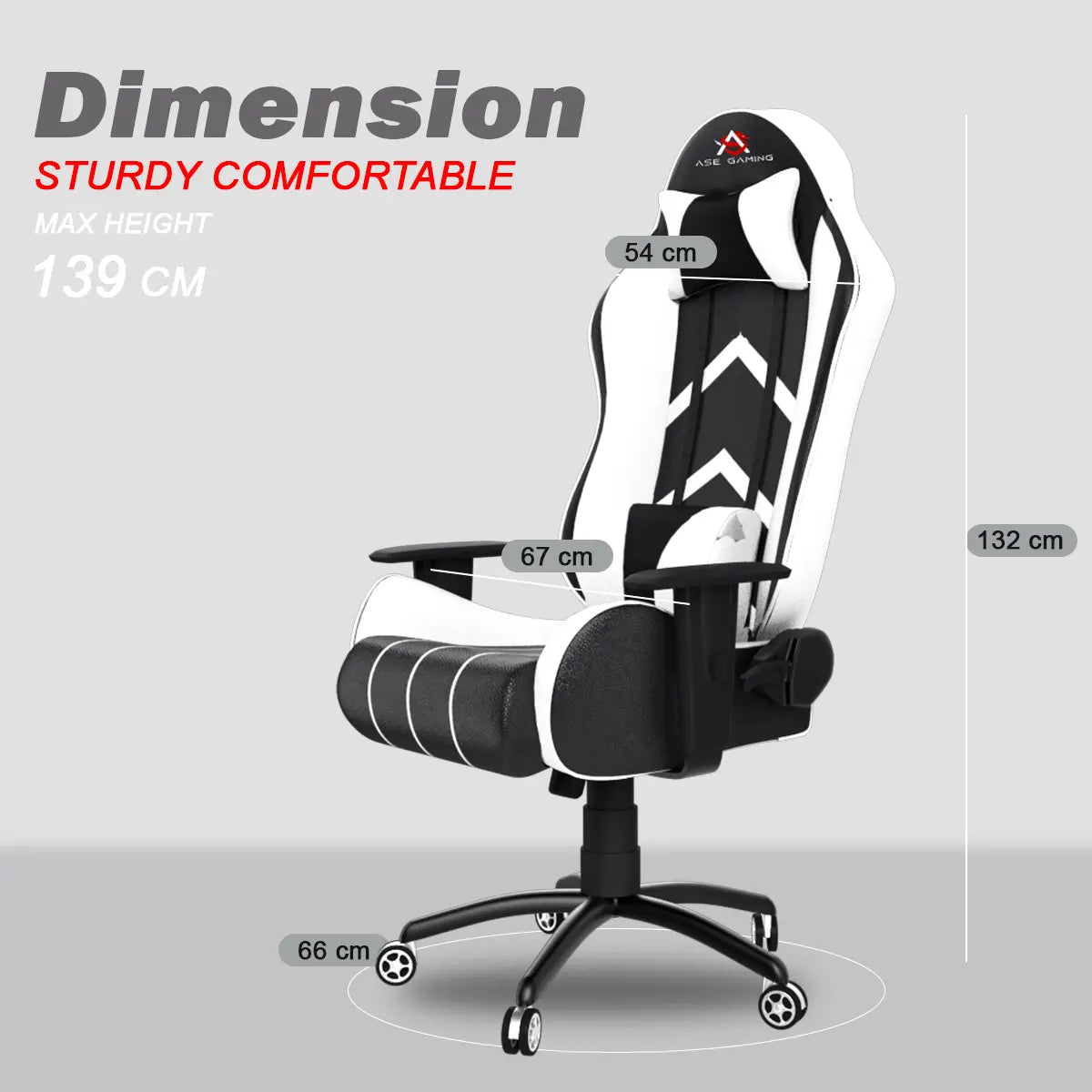 ASE Gaming Gold Series Gaming Chair With Metal Base(White& Black) ASE GAMING