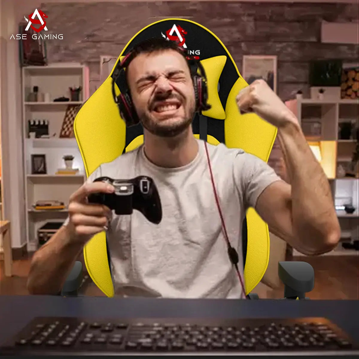 ASE Gaming Gold Series Gaming Chair With Metal Base(Yellow & Black) ASE GAMING