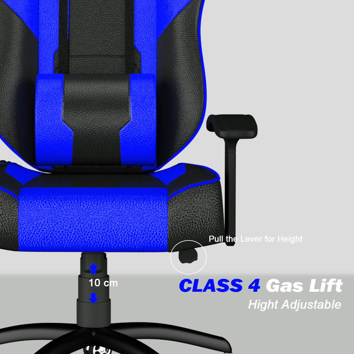 ASE Gaming Blue and Black Gaming Chair with adjustable height and ergonomic support