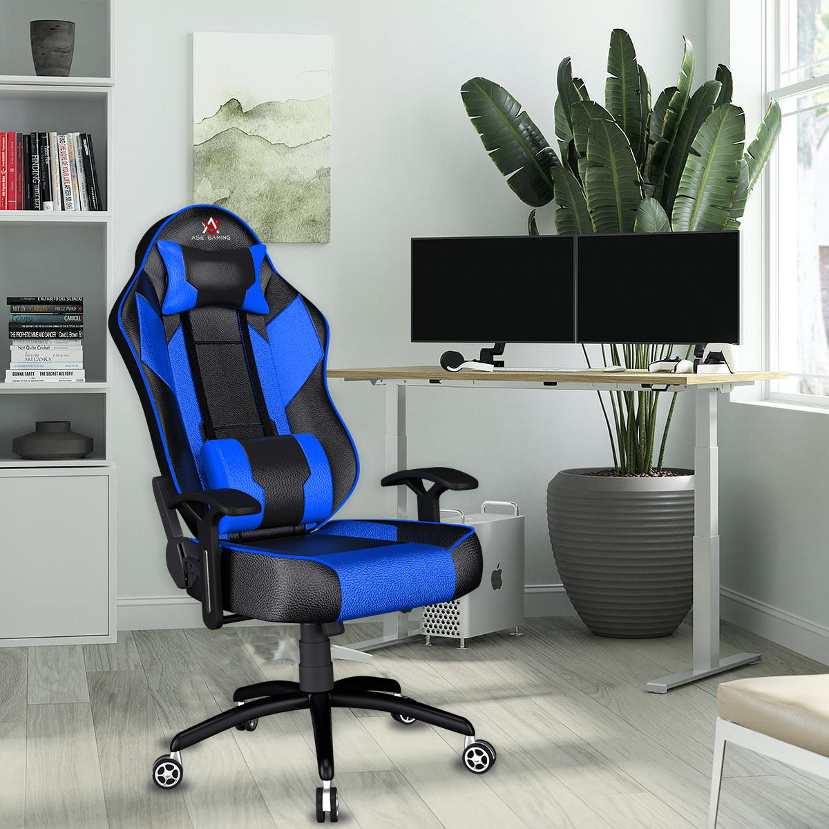 ASE Gaming Chair Blue and Black with ergonomic design and adjustable features for gamers