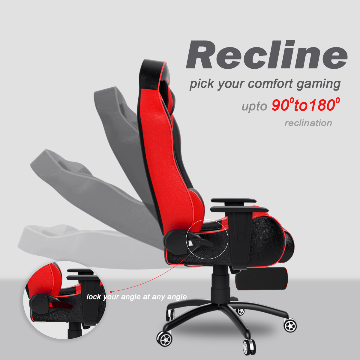 ASE Gaming Comfortable Gaming Chair With Footrest featuring adjustable recline for personalized comfort