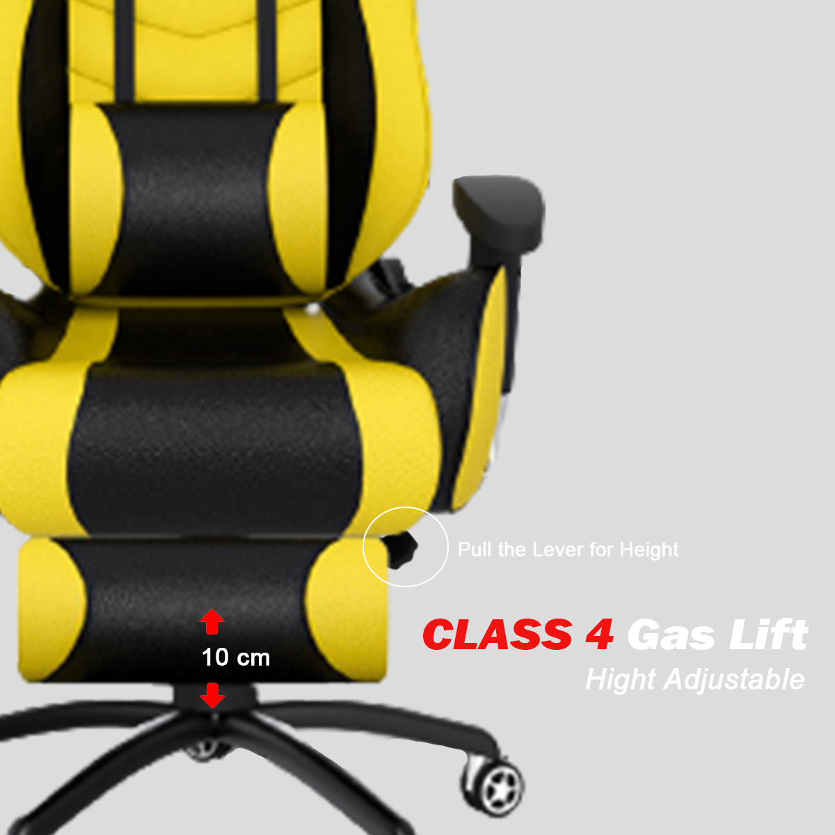 ASE Gaming Comfortable Gaming Chair With Footrest Yellow and Black featuring adjustable height and ergonomic design