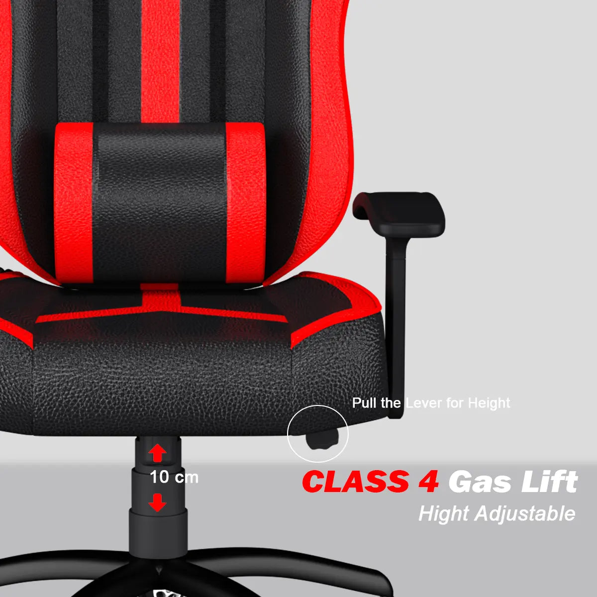 ASE Gaming Chair Red And Black with Class 4 Gas Lift for Height Adjustment and Ergonomic Design