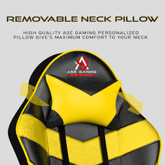 Infinity Series Gaming Chair Yellow with removable neck pillow for added comfort during gaming sessions
