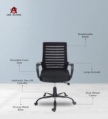 ASE Gaming Mesh Office Chair For Comfort with breathable mesh, molded foam seat, and dual wheel casters