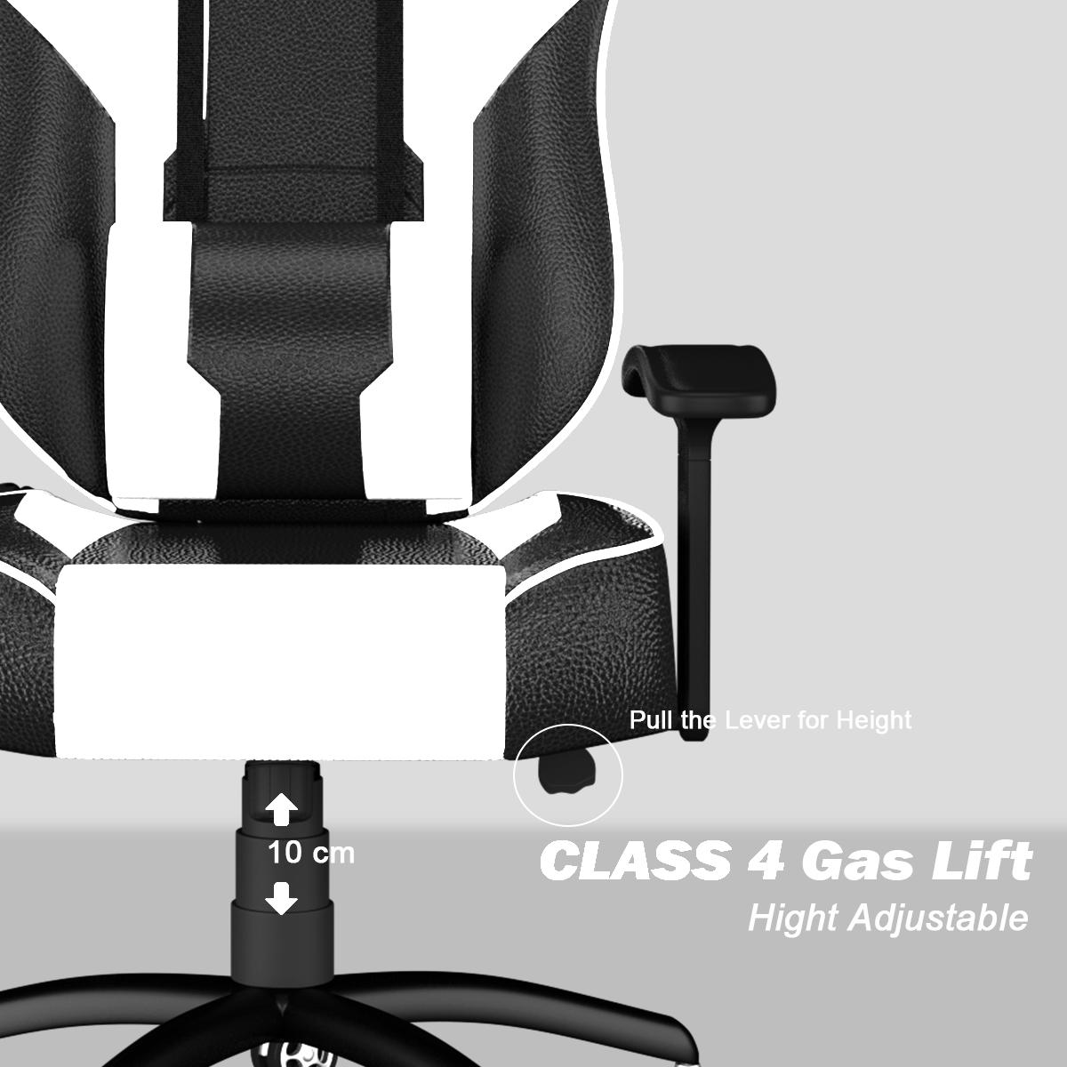 Modern Series Gaming Chair White and Black with adjustable height and ergonomic design for comfort