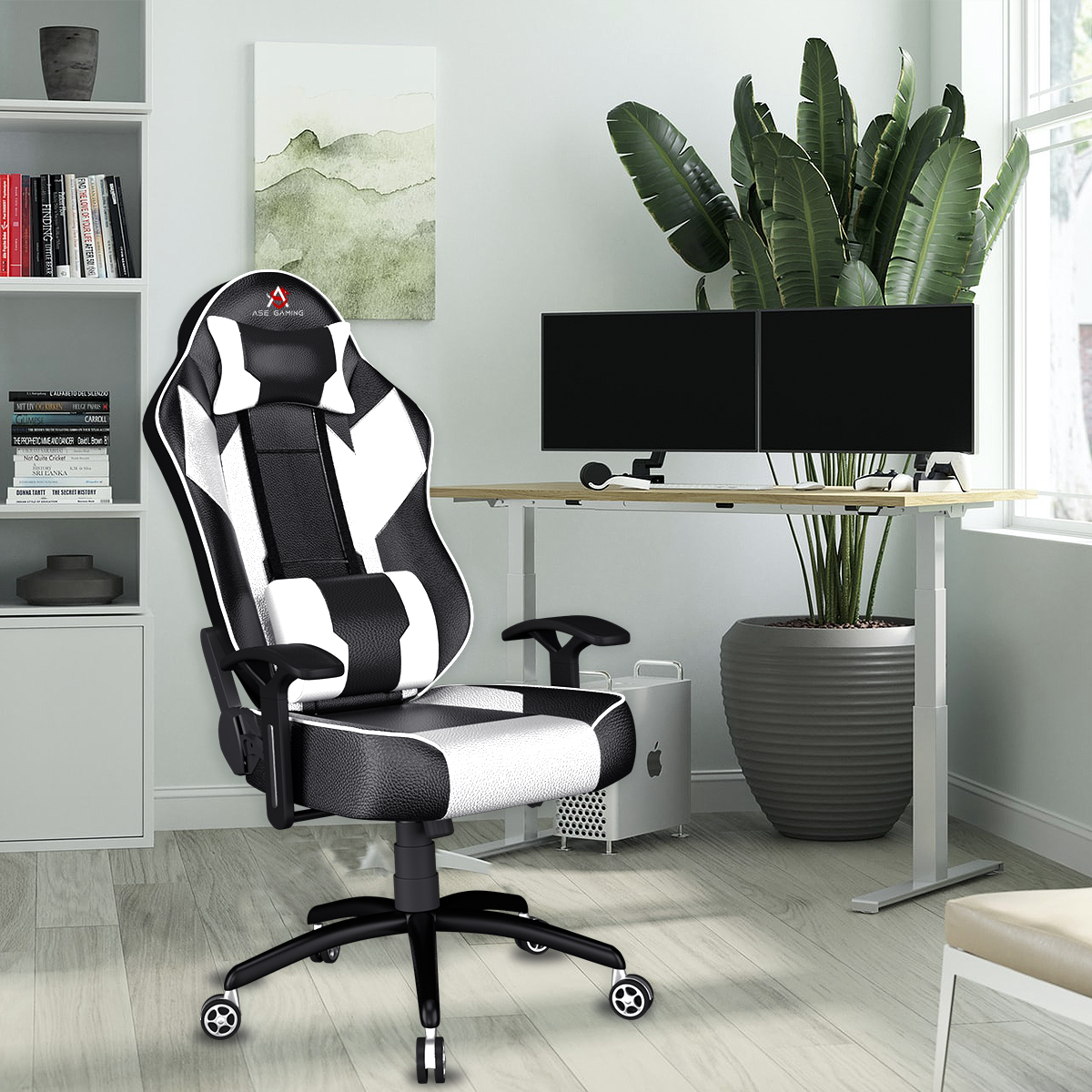 Modern Series Gaming Chair White and Black with ergonomic design for comfort during long gaming sessions