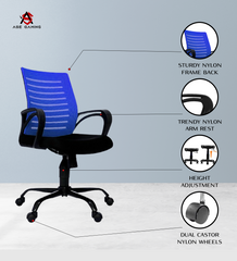 ASE Gaming Enigma Series Office Mesh Chair With Metal Base(Blue)