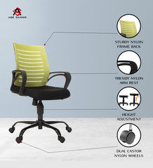 ASE Gaming Enigma Series Office Mesh Chair With Metal Base(Green)