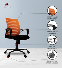 ASE Gaming Enigma Series Office Mesh Chair With Metal Base(Orange)