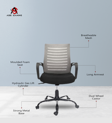 ASE Gaming Enigma Series Office Mesh Chair With Metal Base(Gray)