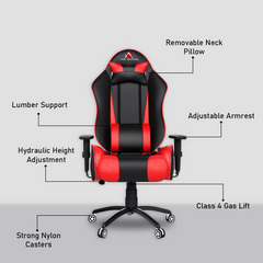 ASE Gaming Gold Series Gaming Chair With Metal Base(Red & Black)