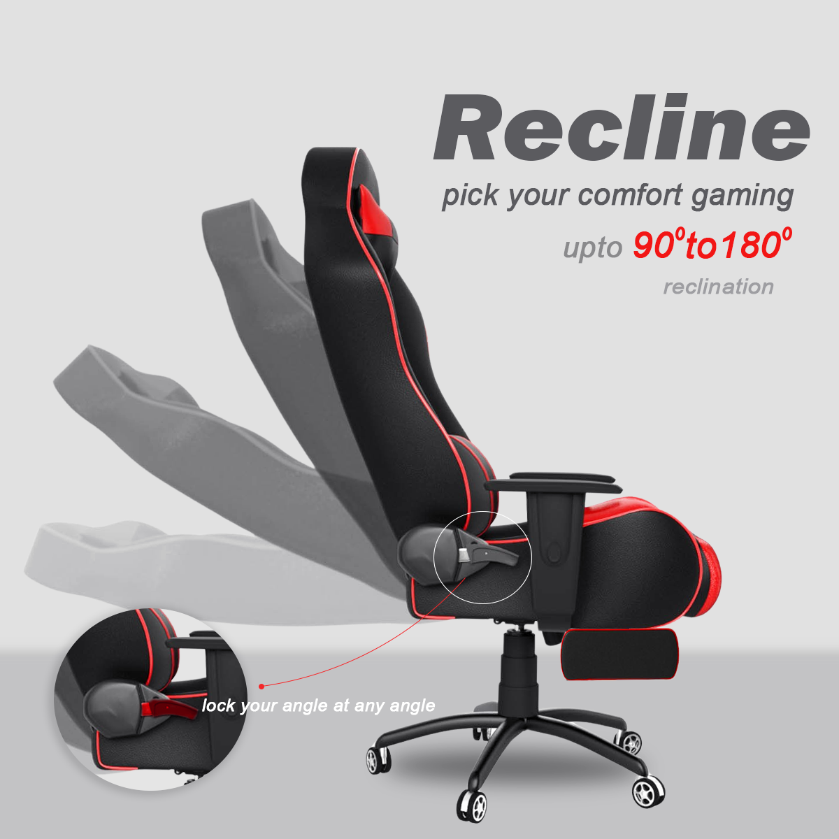 ASE Gaming Gold Series Gaming Chair With Footrest(Red & Black)