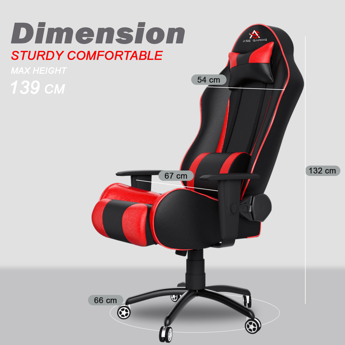 ASE Gaming Gold Series Gaming Chair With Metal Base(Red & Black)