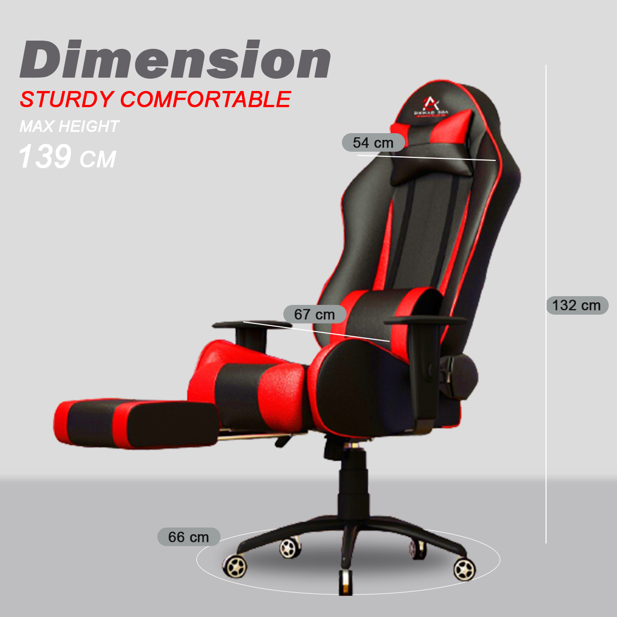 ASE Gaming Gold Series Gaming Chair With Footrest(Red & Black)