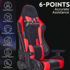 ASE GAMING Gaming Chair Red And Black with 6-Point Support for Enhanced Comfort and Stability