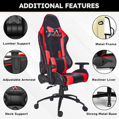 ASE GAMING Gaming Chair Red And Black with adjustable armrests and lumbar support features
