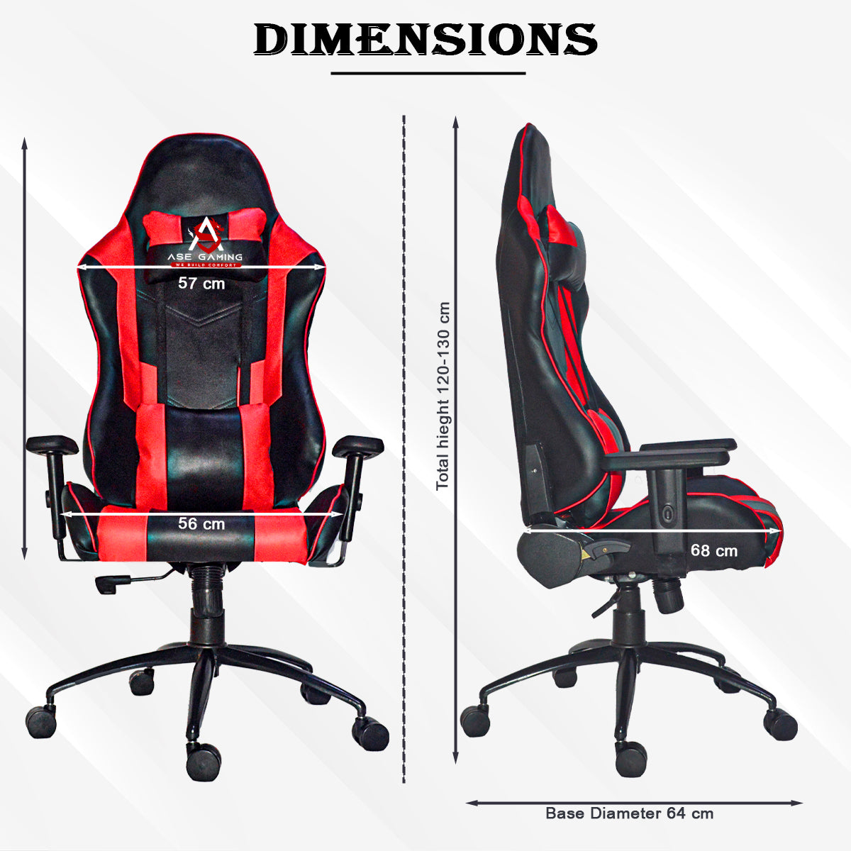 ASE GAMING Gaming Chair Red And Black with adjustable height and ergonomic design for gamers