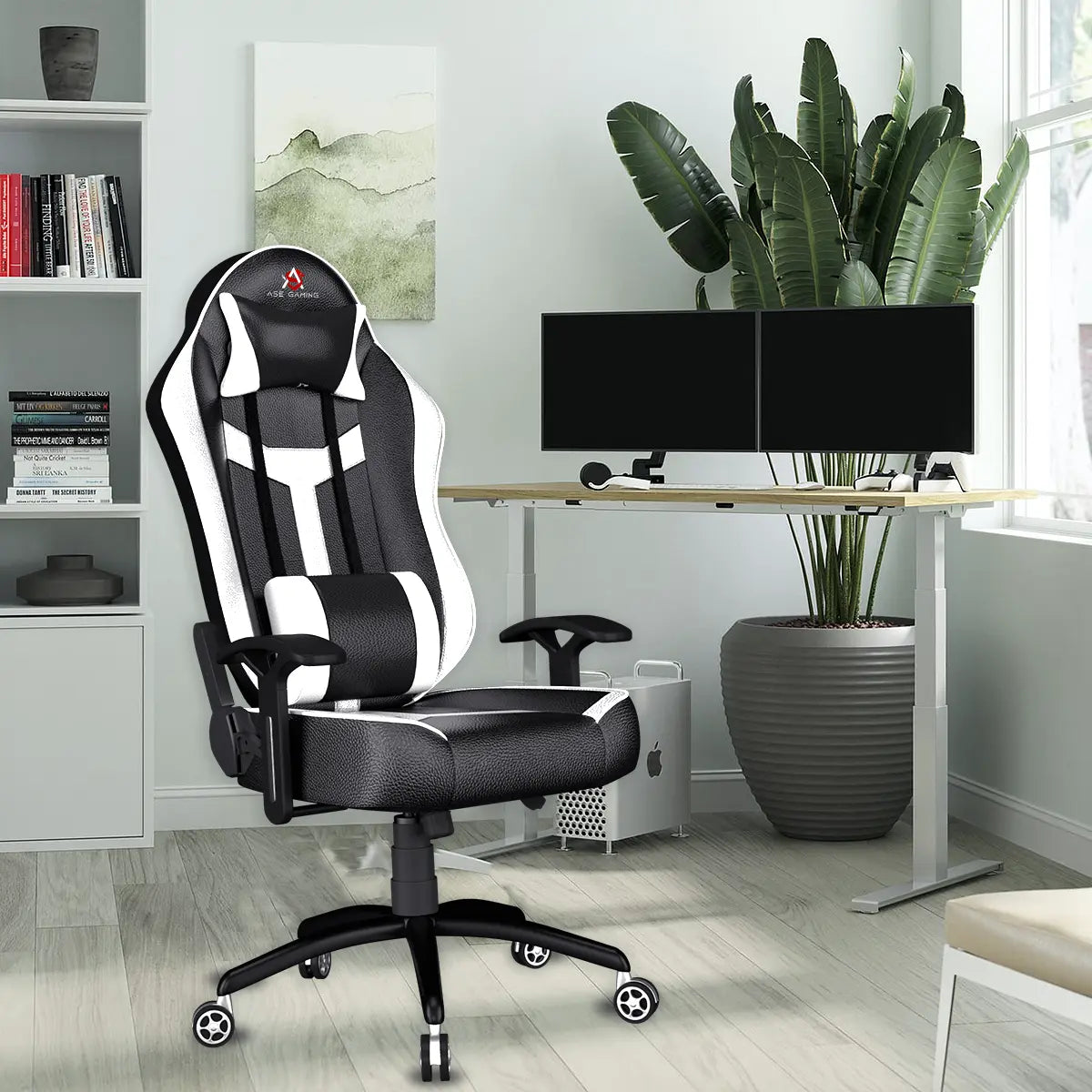 ASE Gaming Chair White And Black with ergonomic design and adjustable armrests for gamers