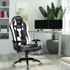 ASE Gaming Chair White And Black with ergonomic design and adjustable armrests for gamers