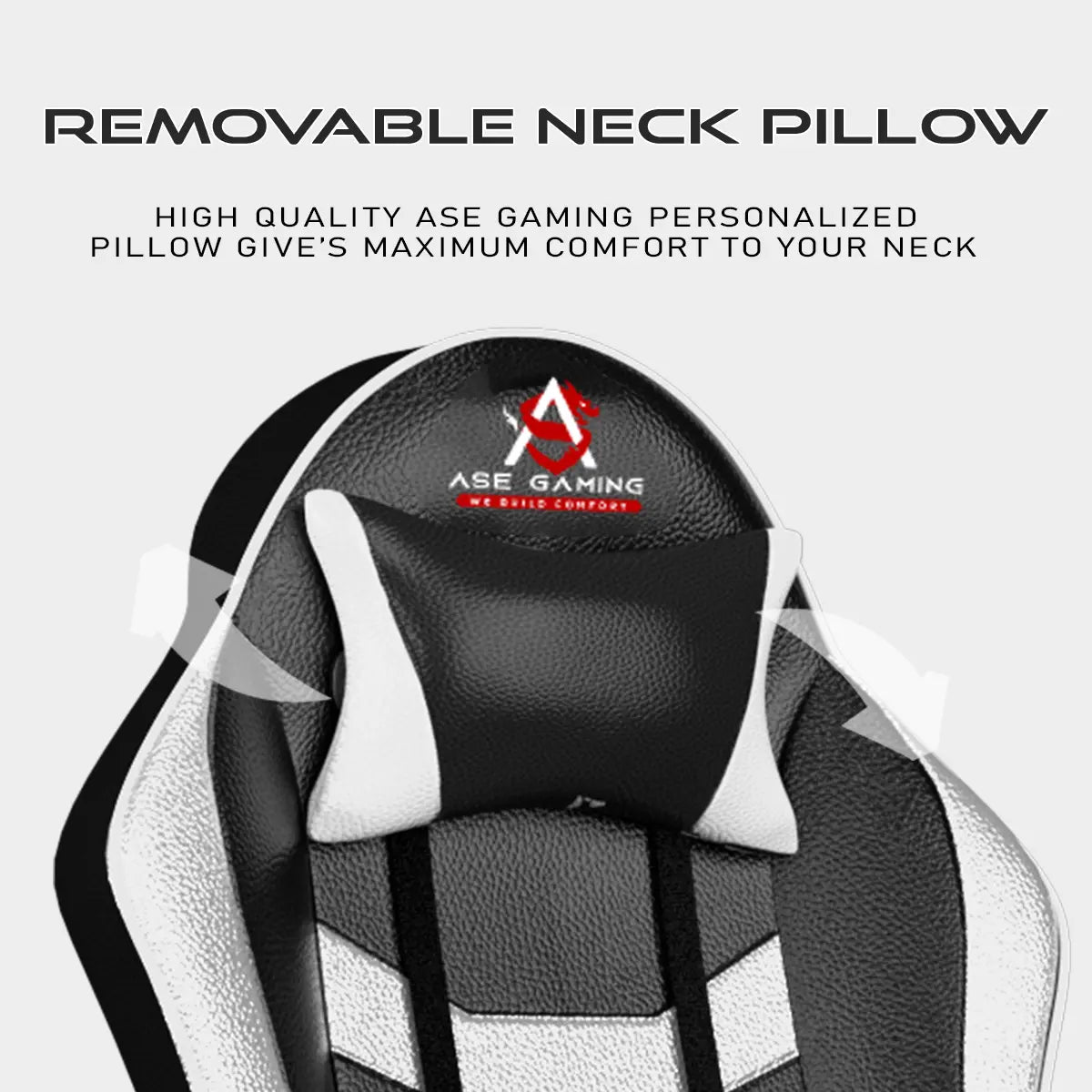 Gaming Chair White And Black with Removable Neck Pillow for Enhanced Comfort during Gaming Sessions