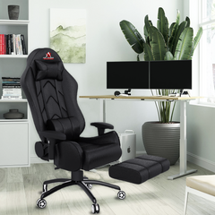 ASE Gaming Gold Series Gaming Chair With Footrest(Black)