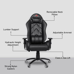 ASE Gaming Gold Series Gaming Chair With Metal Base(Black)