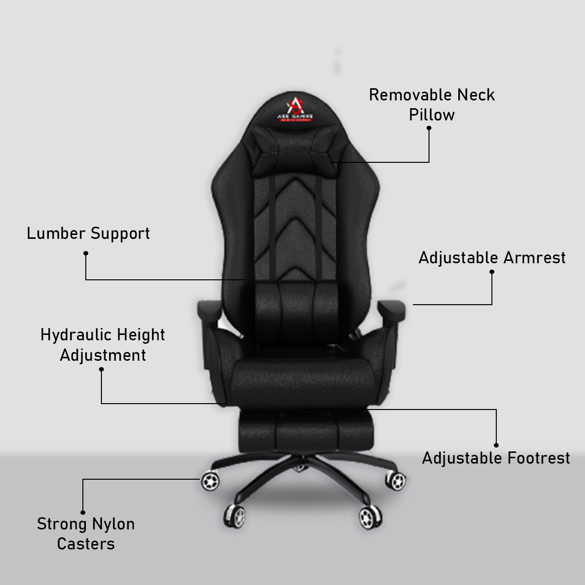 ASE Gaming Gold Series Gaming Chair With Footrest(Black)