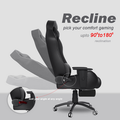 ASE Gaming Gold Series Gaming Chair With Footrest(Black)