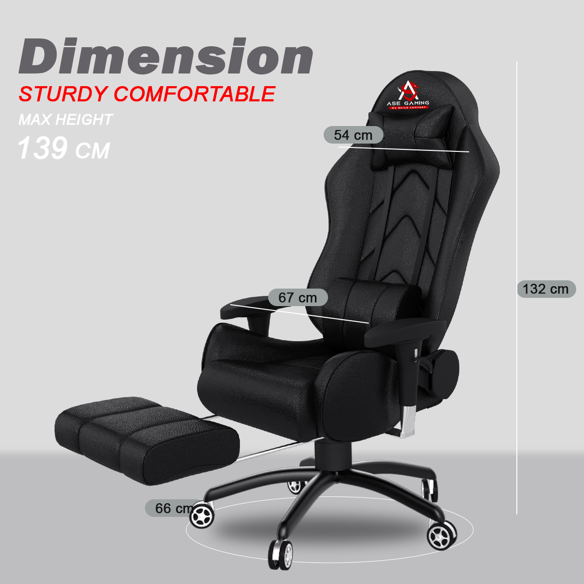 ASE Gaming Gold Series Gaming Chair With Footrest(Black)