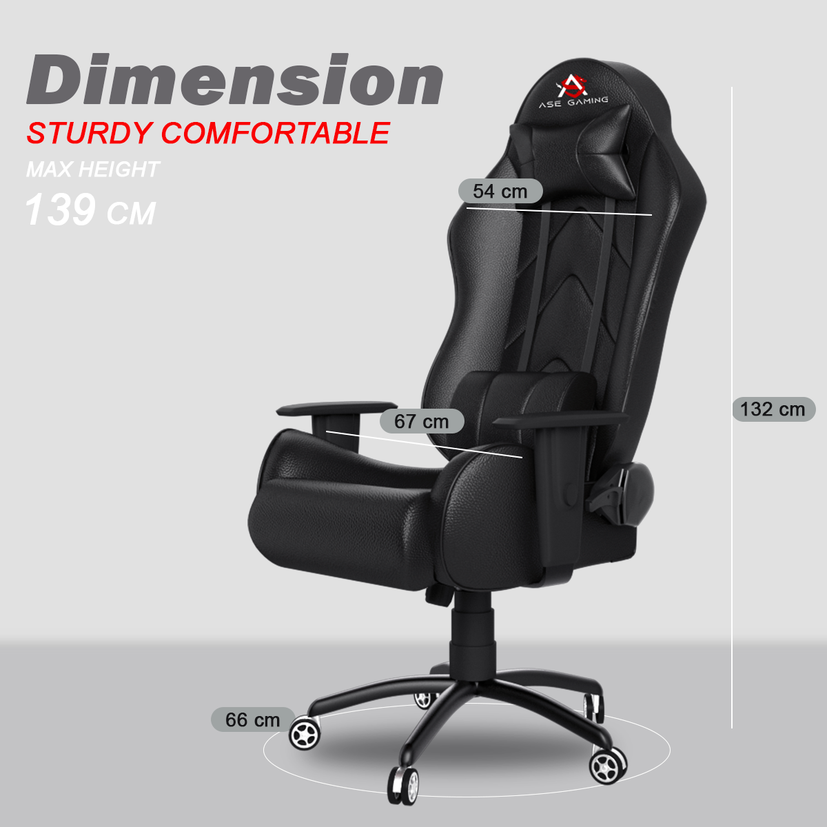 ASE Gaming Gold Series Gaming Chair With Metal Base(Black)