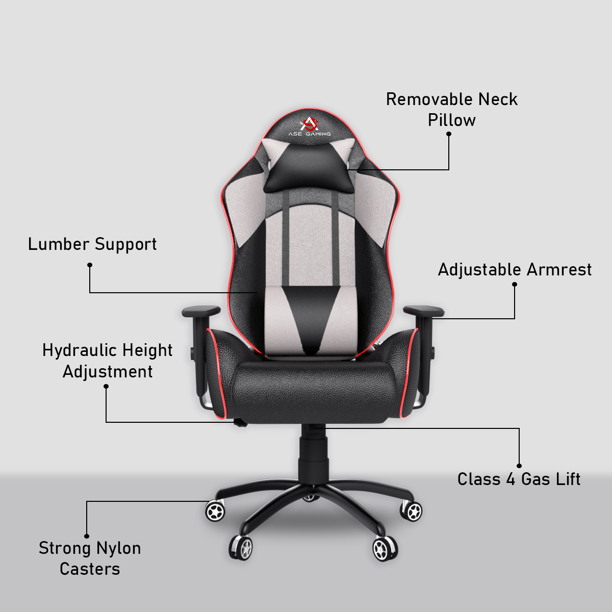 ASE Gaming Gold Series Gaming Chair With Metal Base(Grey & Black)