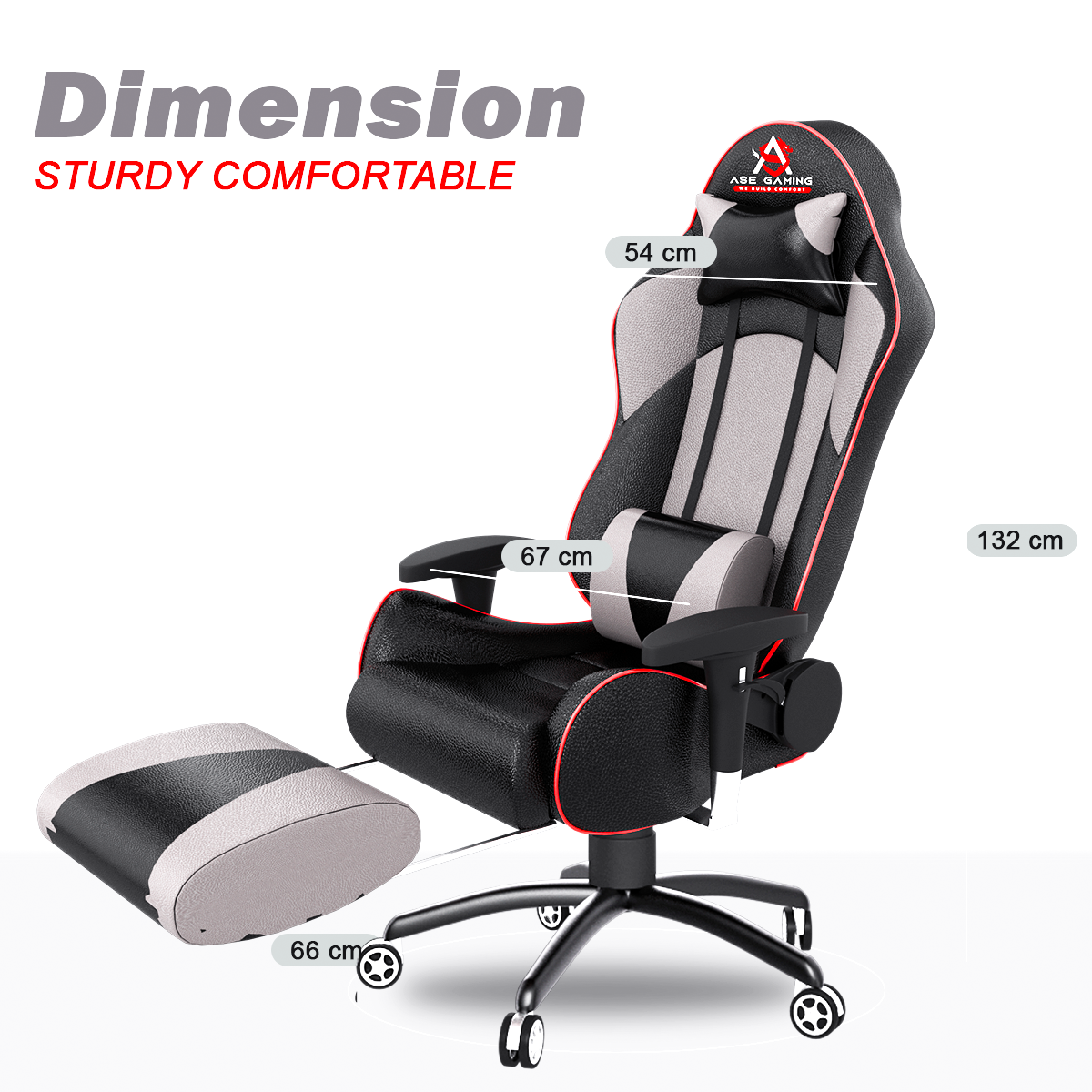 ASE Gaming Gold Series Gaming Chair With Footrest(Grey & Black)