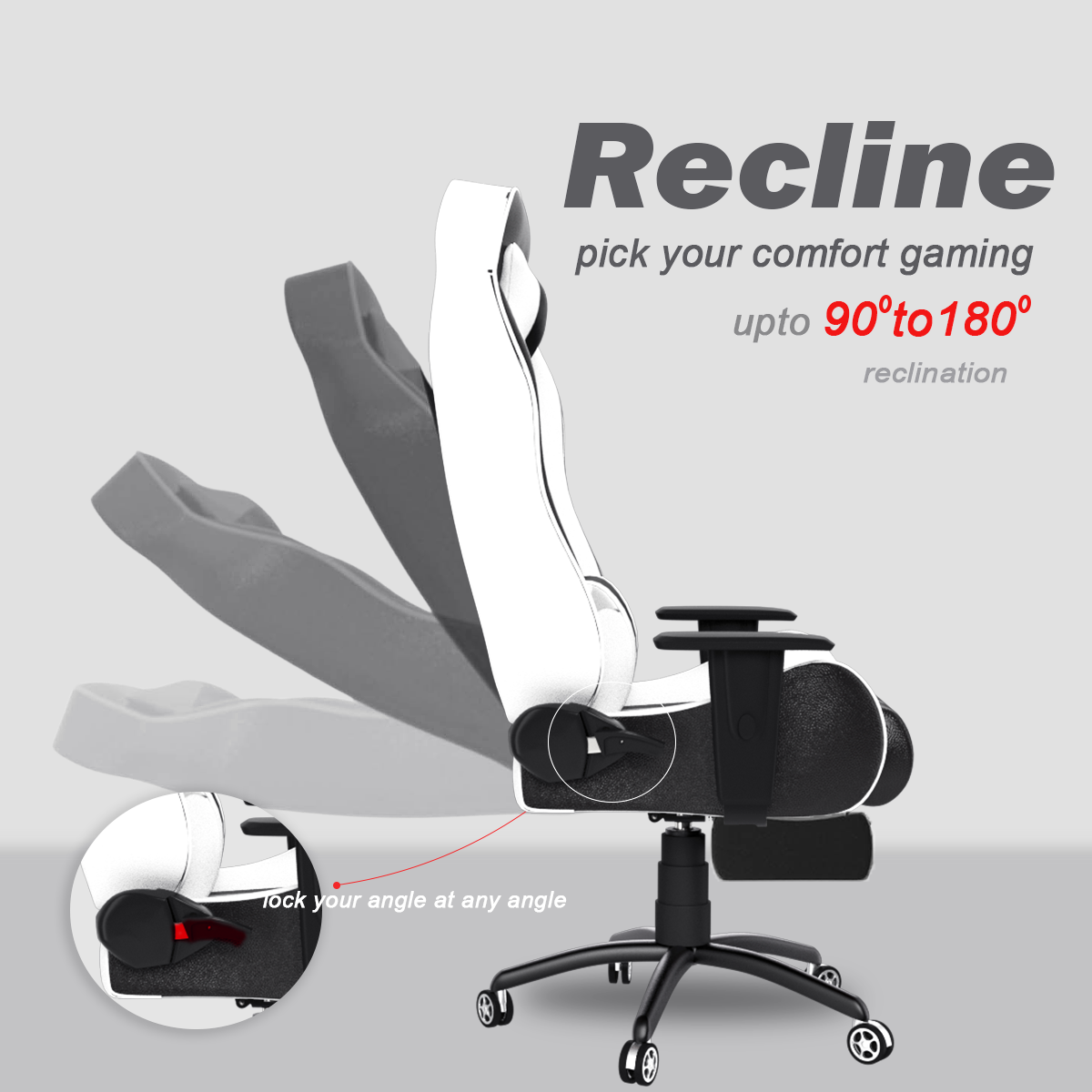 ASE Gaming Gold Series Gaming Chair With Footrest(White& Black)