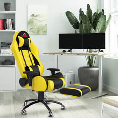 ASE Gaming Gold Series Gaming Chair With Footrest(Yellow & Black)