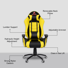 ASE Gaming Gold Series Gaming Chair With Metal Base(Yellow & Black)