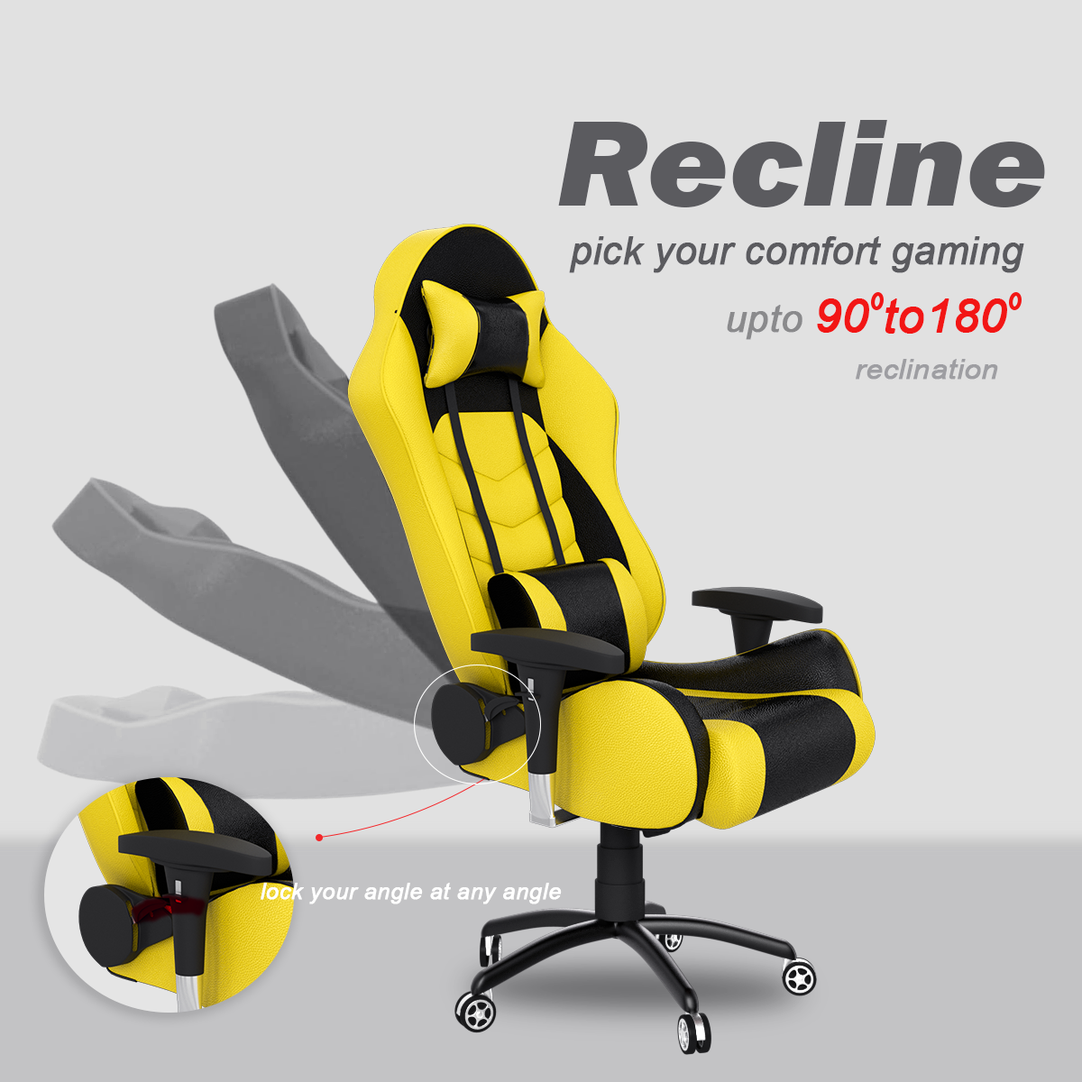 ASE Gaming Gold Series Gaming Chair With Metal Base(Yellow & Black)