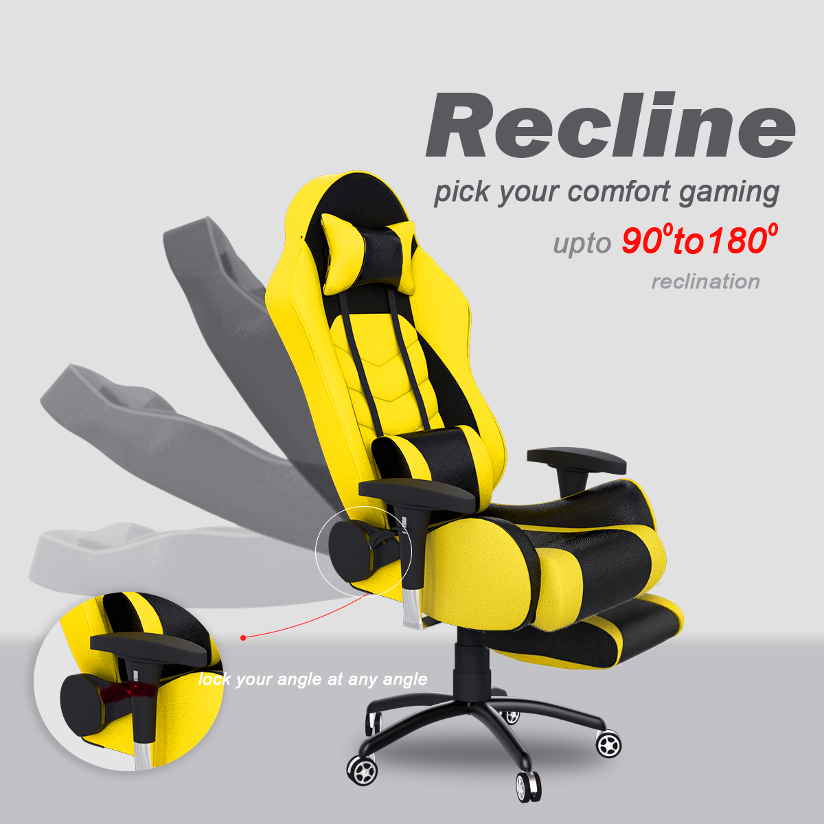 ASE Gaming Gold Series Gaming Chair With Footrest(Yellow & Black)