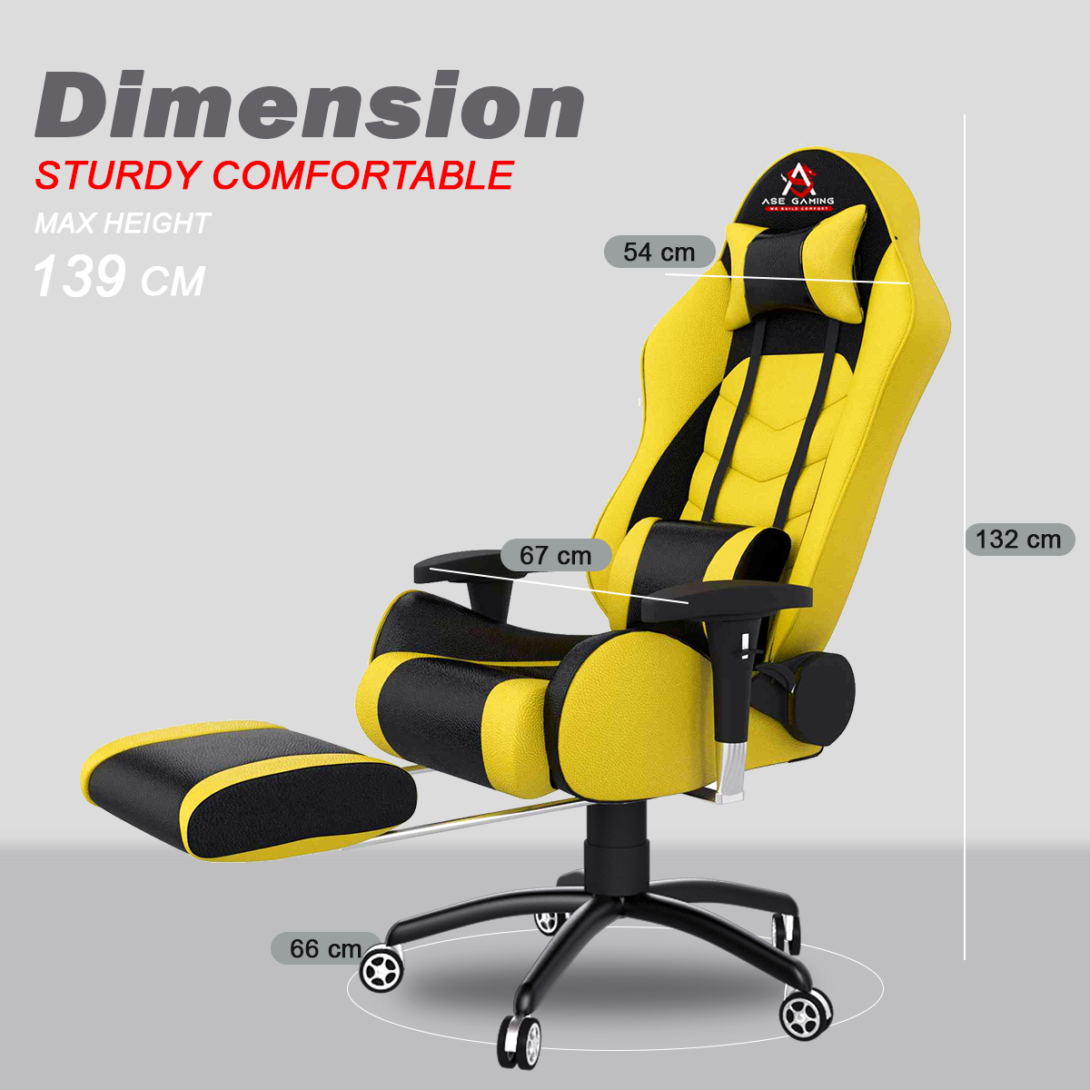 ASE Gaming Gold Series Gaming Chair With Footrest(Yellow & Black)